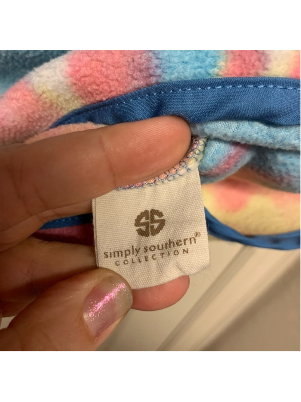 Simply Southern fleece pullover tie dye rainbow lightweight womens size XL EUC - Picture 10 of 12